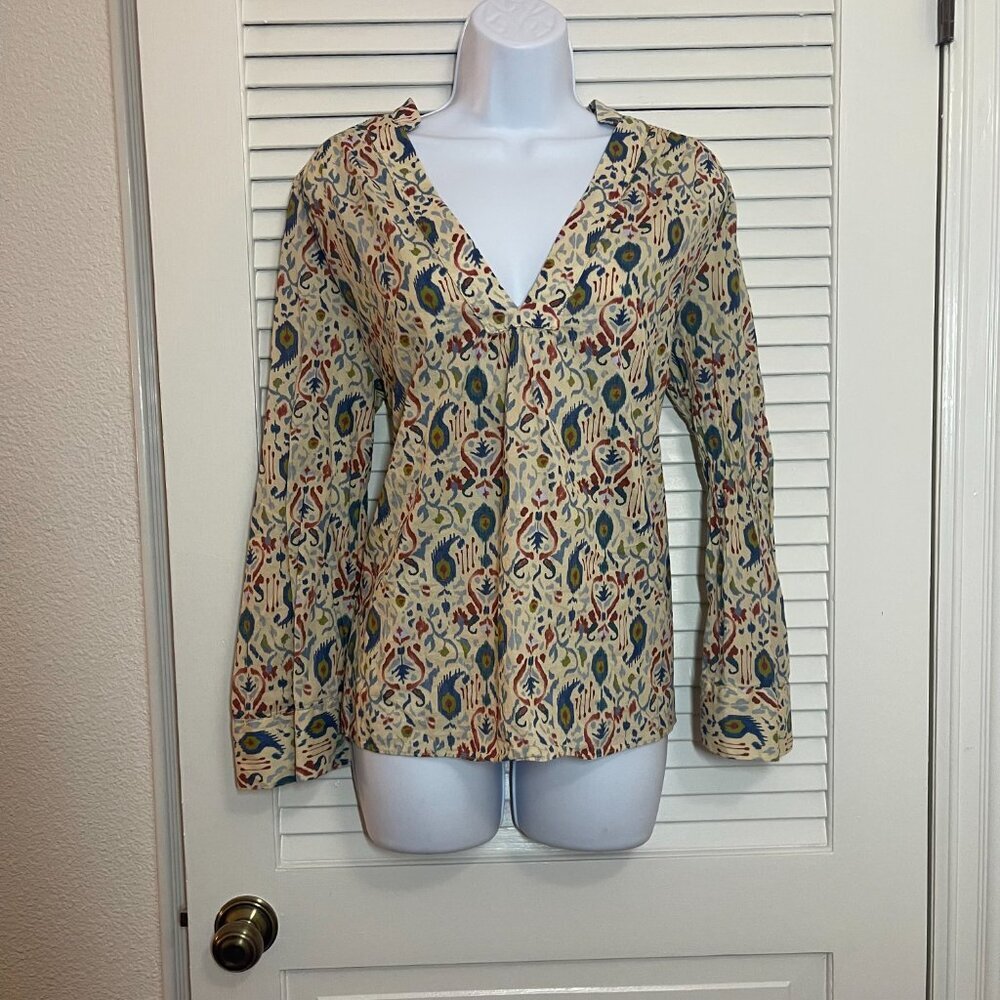 Zara “The Martina Blouse” Boho Ikat Print Top – Size M – Excellent - Picture 3 of 9
